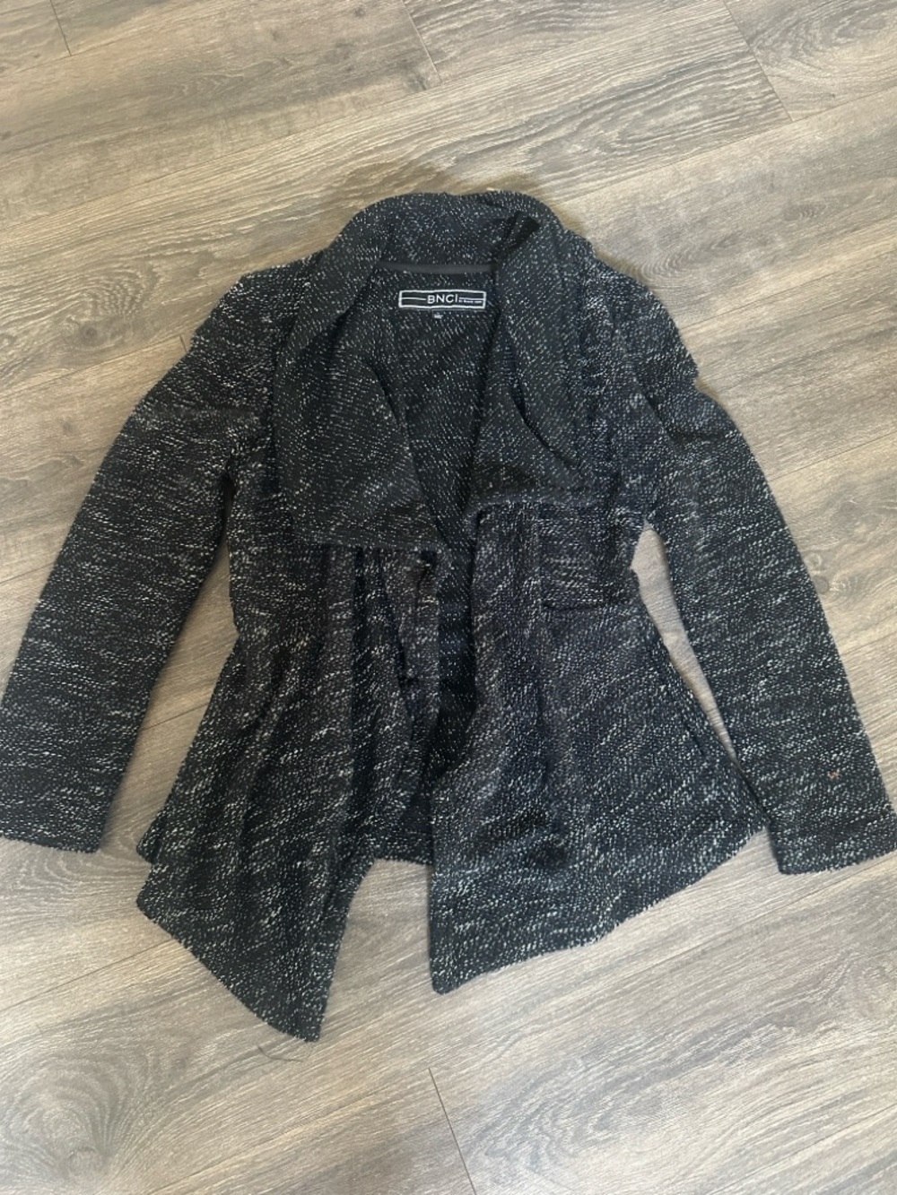 BNCI by Blanc Noir Women’s Textured Tweed Drape Cardigan Size Large
